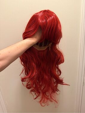 Ariel Little Mermaid Red Long Wavy Women's Wig - Synthetic Hair